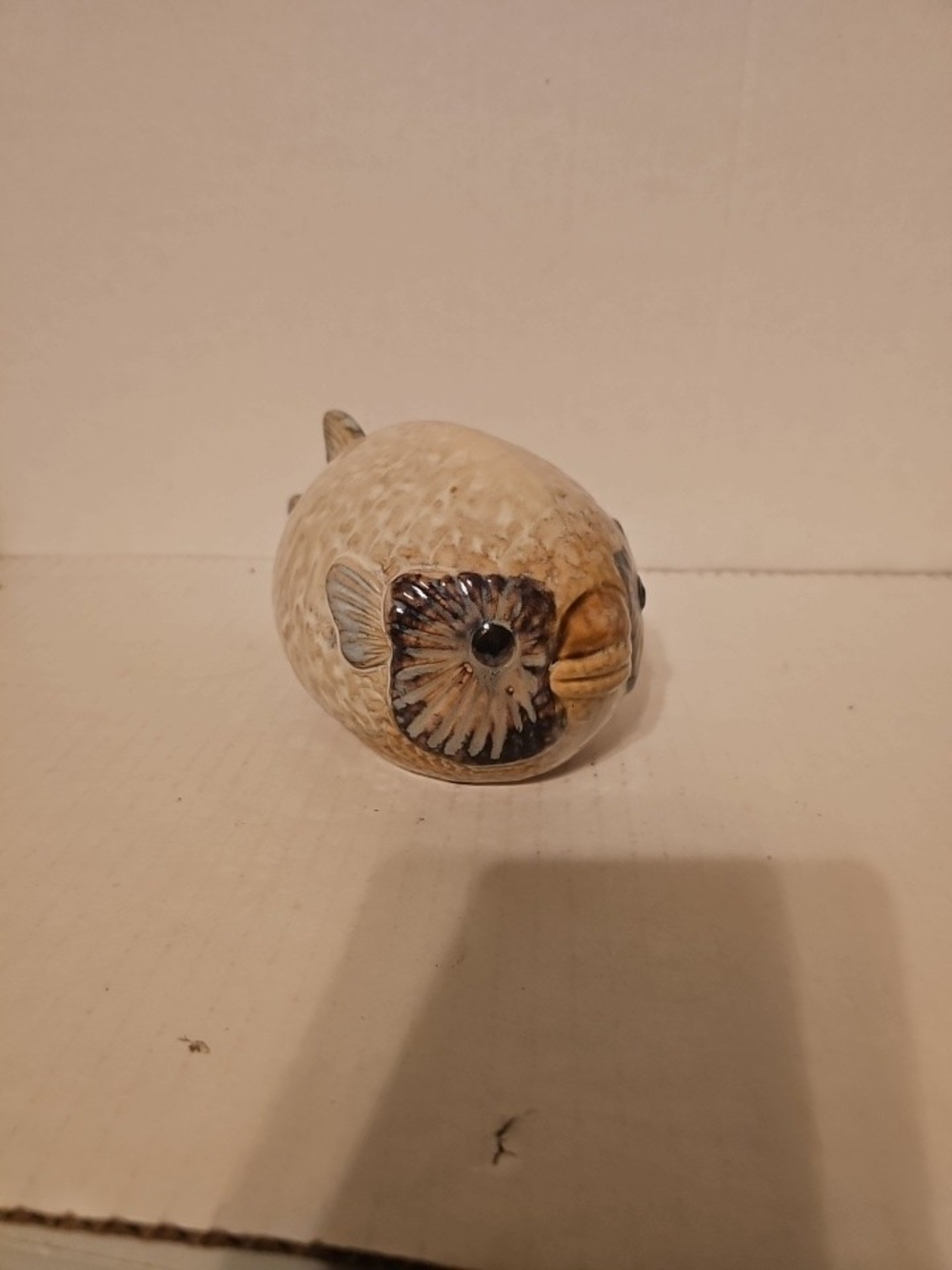 Blow Fish Ceramic Statue Brown & Beige Pier 1 Imports 8'' Long